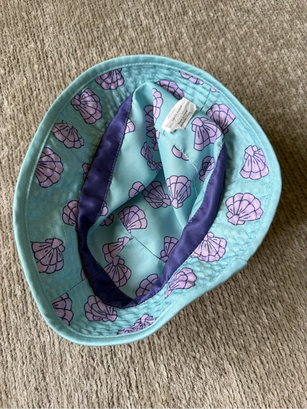 Disney Princess Ariel Little Mermaid Reversible Bucket Hat OSFM Seashell Y2K
